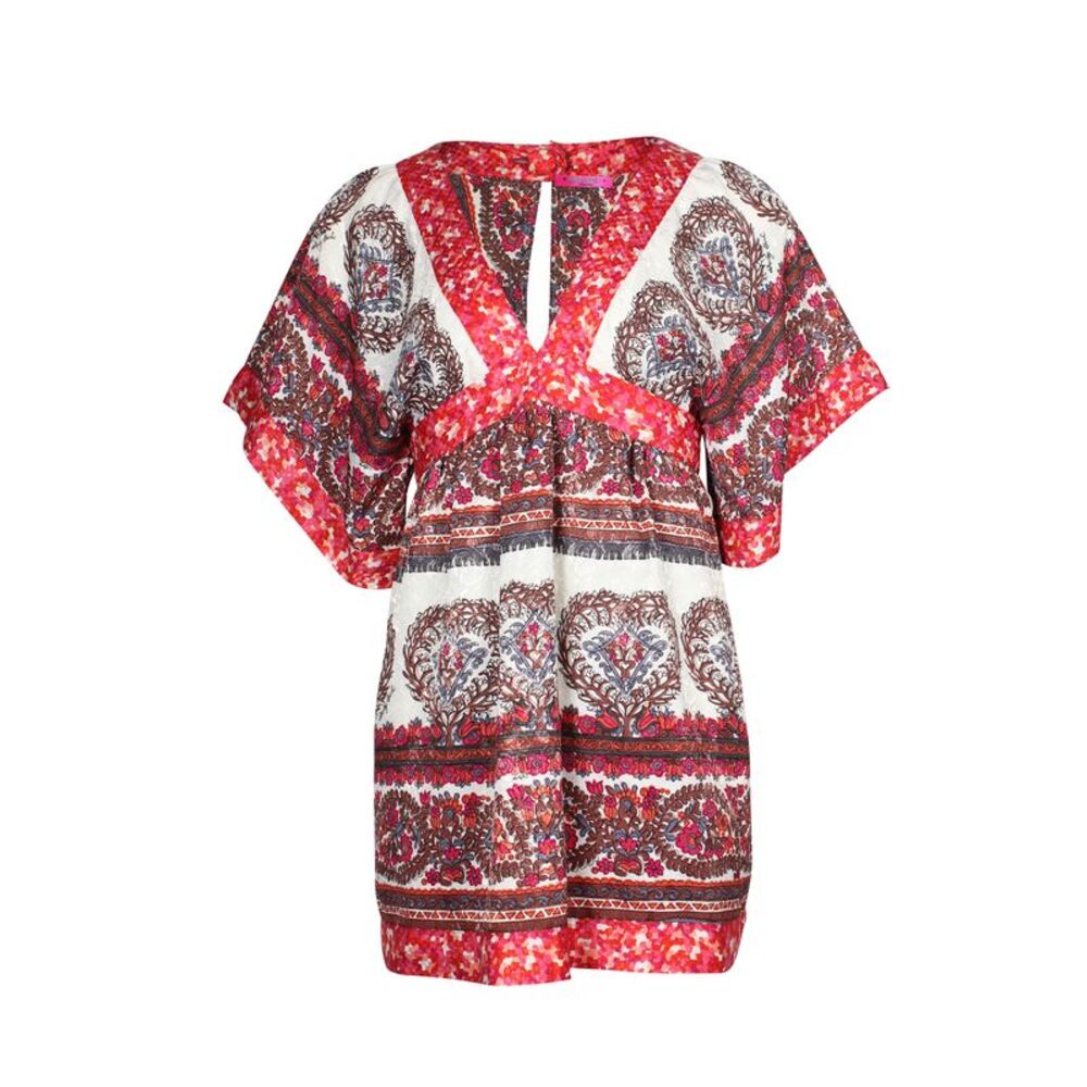 Anna Sui Printed Kimono Mini Dress in Multicolor Silk